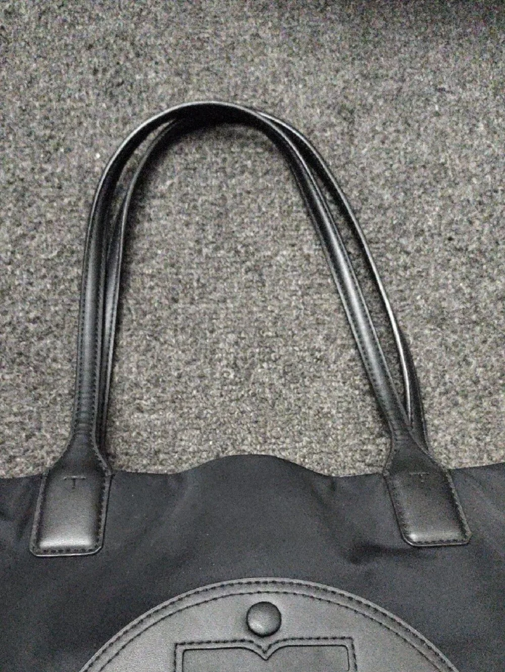 Tory Burch Black Nylon Tote with Embossed Logo
